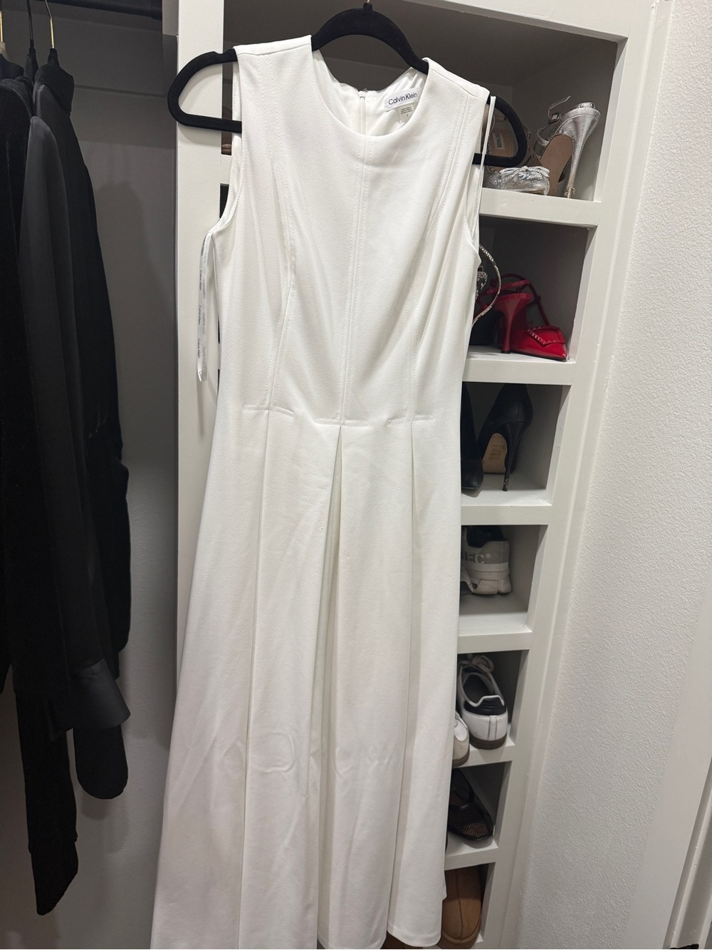 Calvin Klein Clean White Sleeveless A-Line Dress